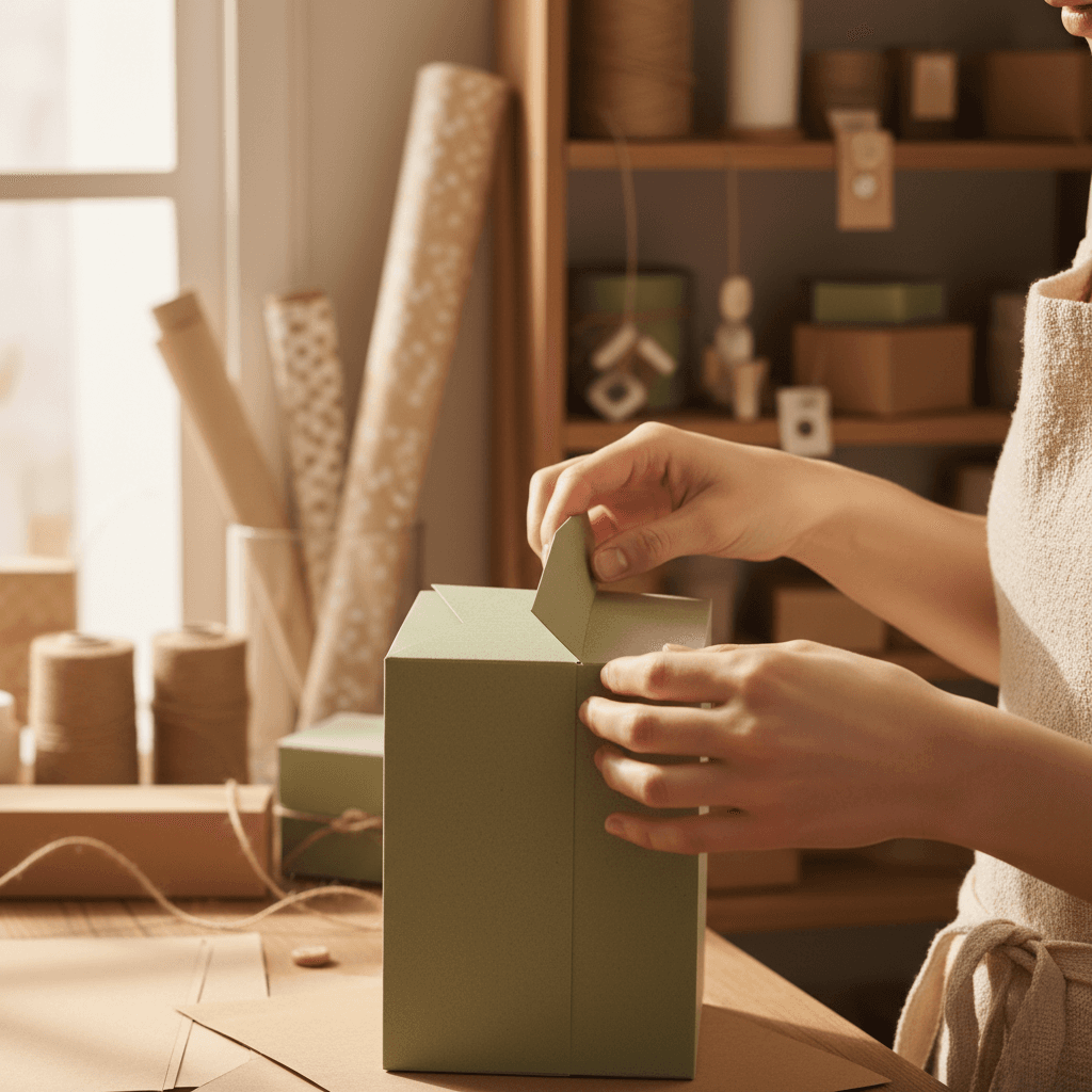 Careful packing of fragile items with professional wrapping technique